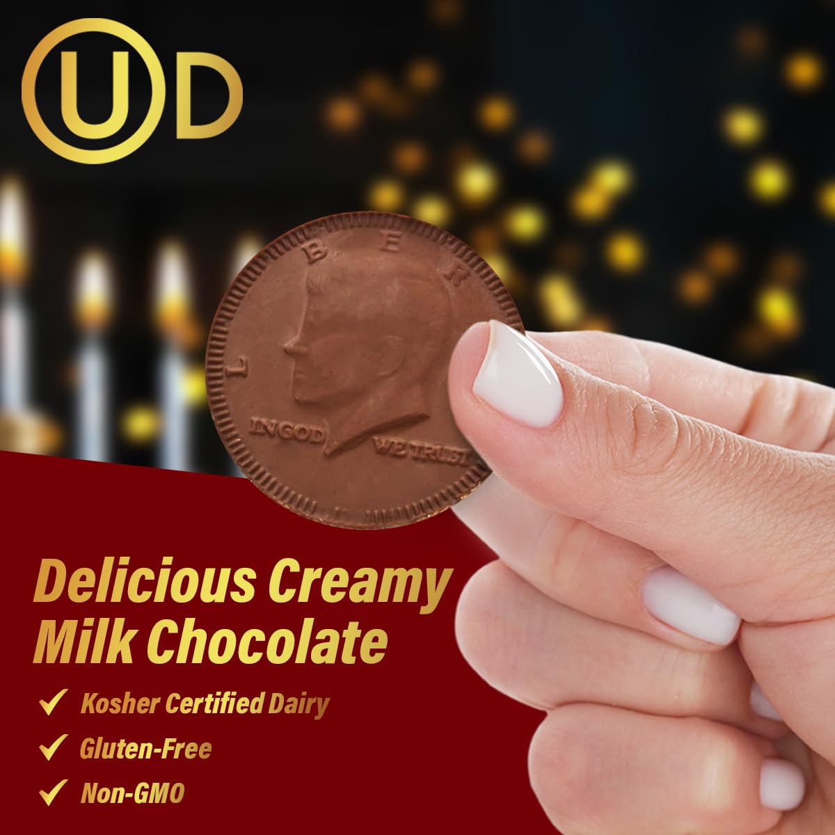 Albert Premier – Monedas de chocolate belga  48 monedas de oro envueltas individualmente, golosinas de chocolate con leche certificado Kosher  para