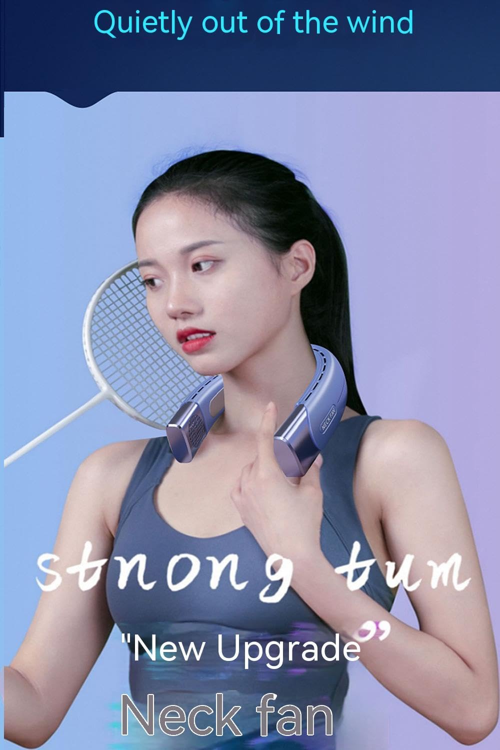 Nuevo ventilador deportivo de verano, ventilador USB, ventilador montado en el cuello, ventilador deportivo portátil, batería de 4000 mAh,
