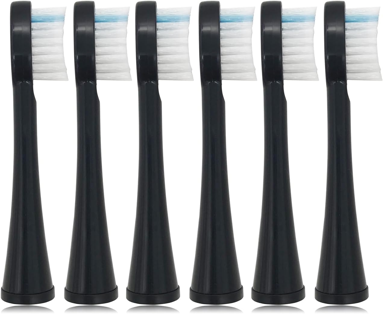 Cabezales de repuesto compatibles con Waterpik SF-02W SF-01W SF-03W SF-04 Sonic Funshion 2.0, cubierta de cabezal de cepillo, 6 unidades, color negro
