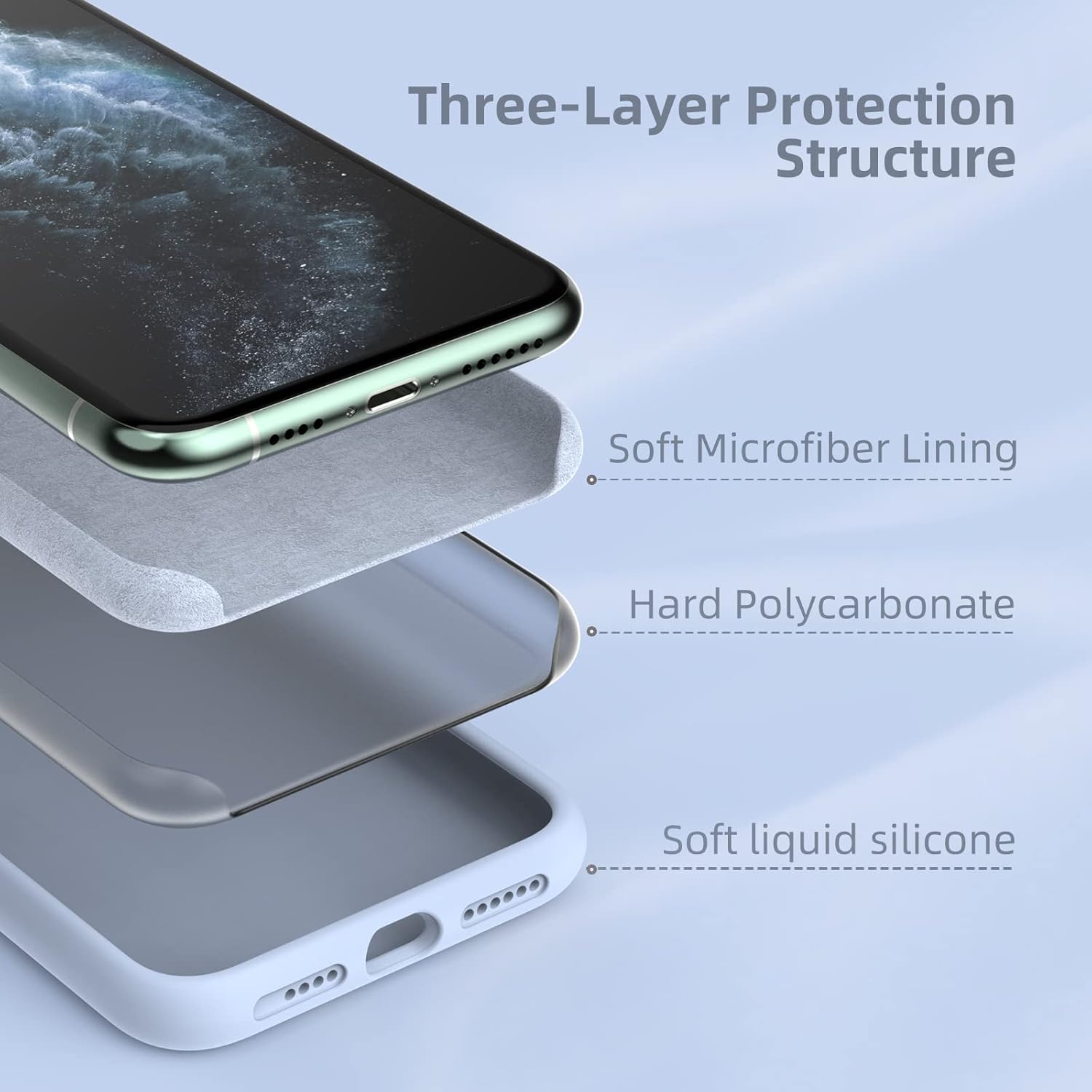 K TOMOTO Funda compatible con iPhone 11 Pro Max, protección contra caídas de silicona líquida de goma de gel de cuerpo completo con microfibra suave