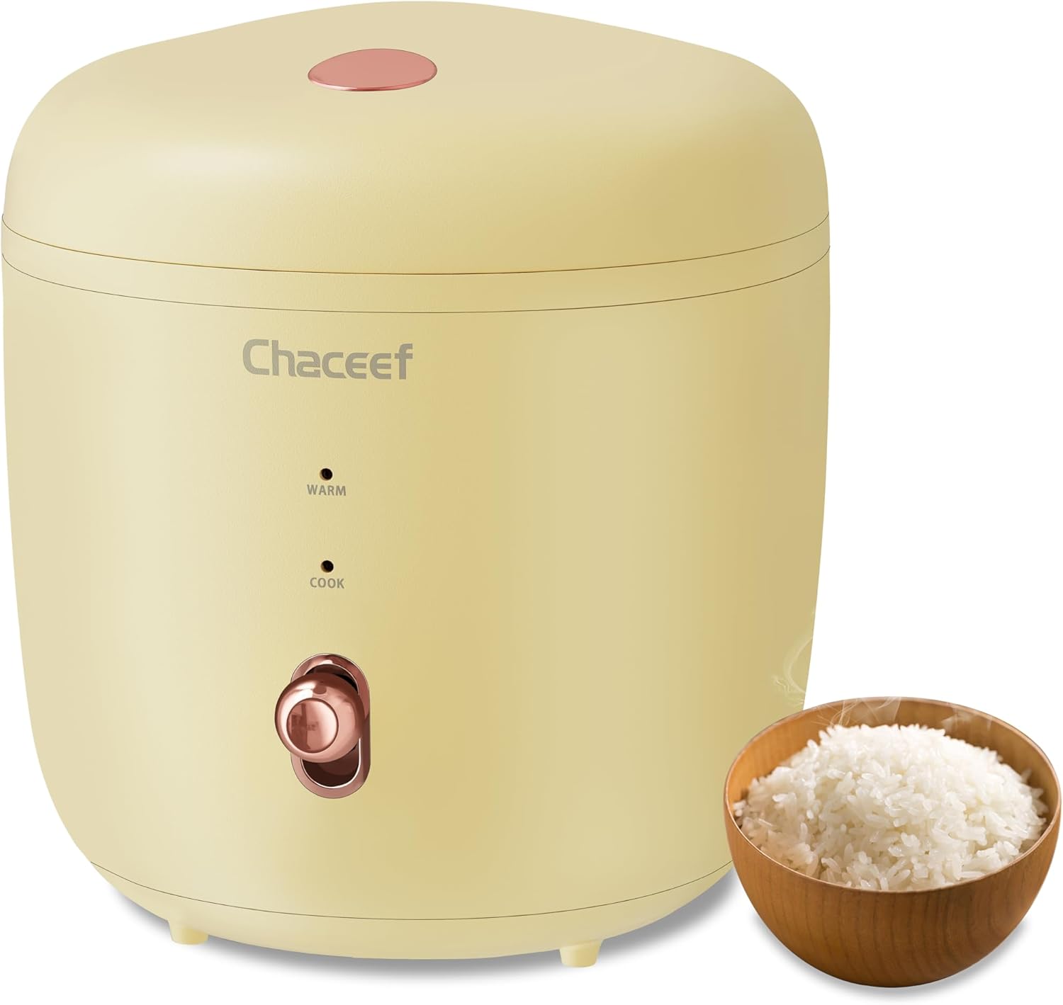 CHACEEF Mini olla arrocera de 2 tazas sin cocinar, olla arrocera de 1.2L pequeña con olla antiadherente, olla arrocera pequeña con función de un