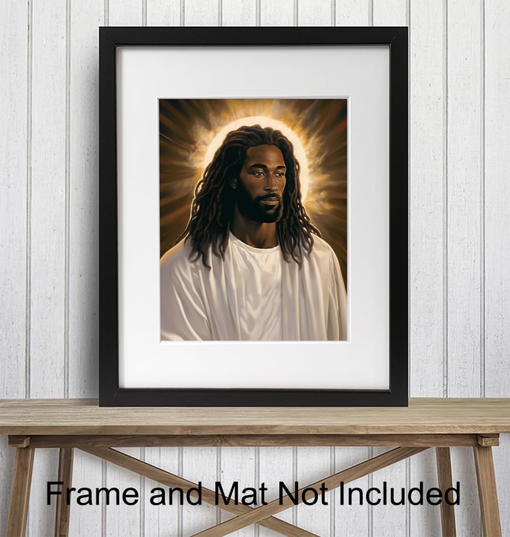 Jesus Wall Decor for Black Men – Christian Wall Art Jesus Poster for Women – Bible Verse Black Art Man cave Decor – masculine Religious Wall Art –