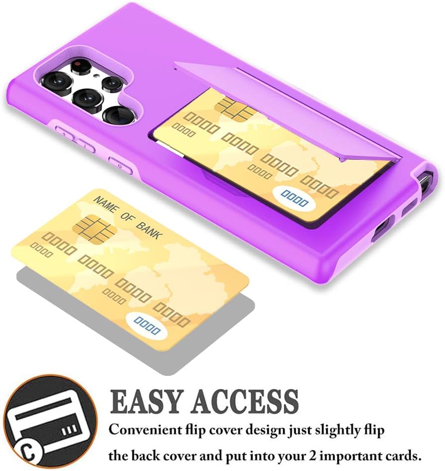 Funda para Samsung Galaxy S23 Ultra con tarjetero, ranura para tarjeta de crédito, funda protectora tipo cartera – gris