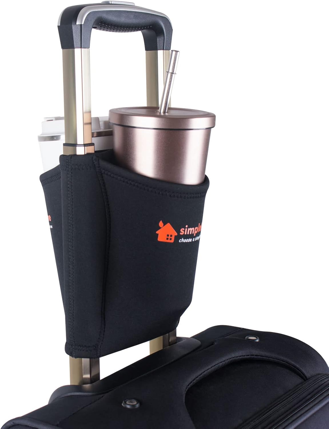 simpletome Portavasos para equipaje con manos libres, accesorio para bolsa de bebidas, estilo simple, materiales elásticos, fácil de instalar y