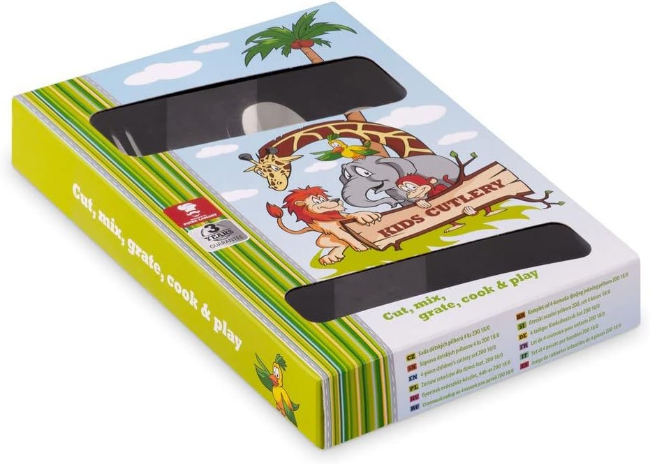 Maverton Juego de cubiertos para niños pequeños – Cubertería para niños con animales grabados – Para cumpleaños – Accesorios de cocina para bautizo