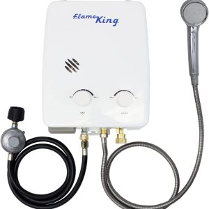 Flame King YSNAZ132 – Calentador de agua portátil sin tanque de gas propano 5L 1.32GPM a 34,000 BTU, ducha instantánea de agua caliente al aire Flame King YSNAZ132 – Calentador de agua portátil sin tanque de gas propano 5L 1.32GPM a 34,000 BTU, ducha instantánea de agua caliente al aire