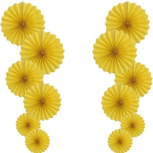 Juego de 12 abanicos de papel para colgar en fiestas amarillas, juego de 12 abanicos de papel para colgar abanicos de papel, manualidades para Juego de 12 abanicos de papel para colgar en fiestas amarillas, juego de 12 abanicos de papel para colgar abanicos de papel, manualidades para
