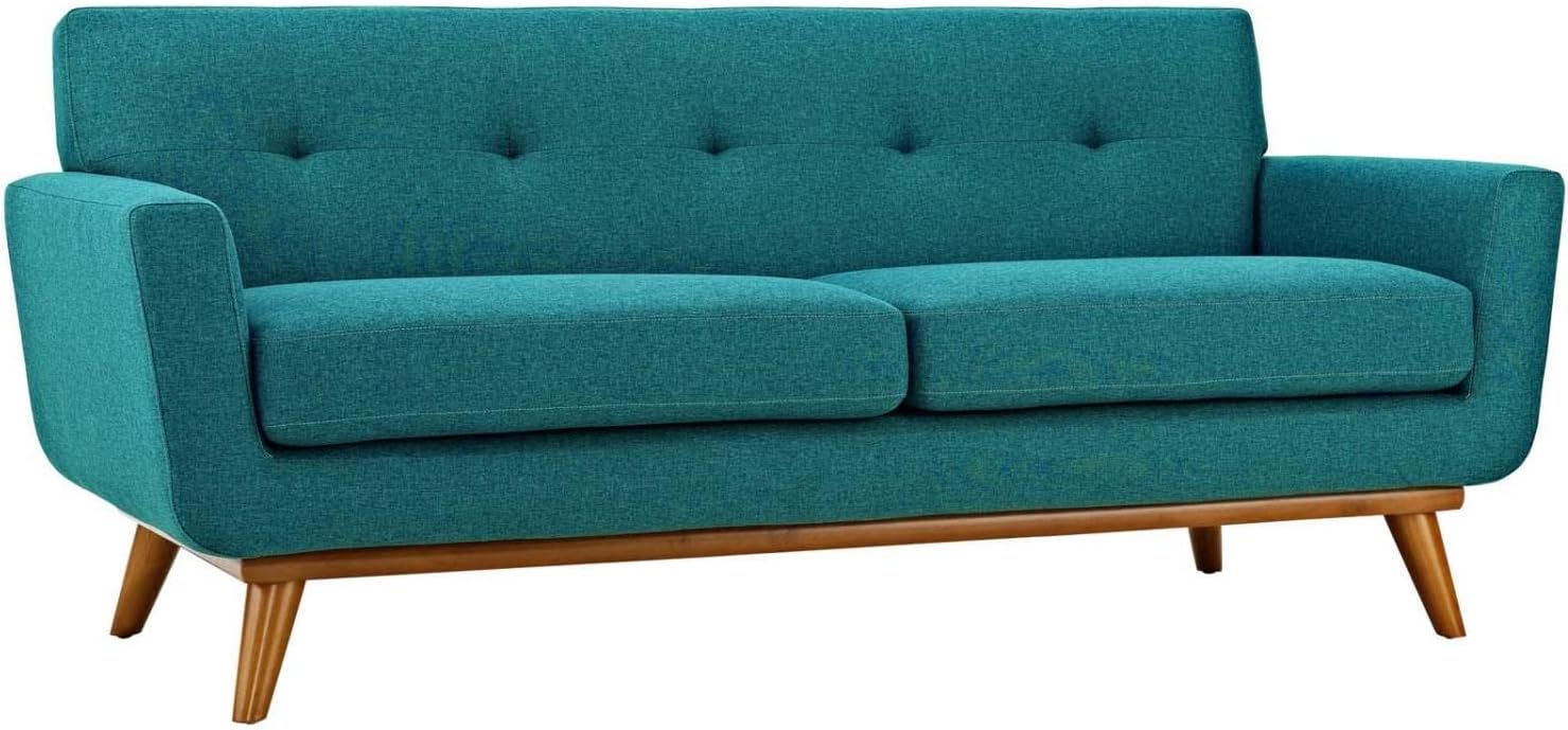 Modway Engage – Sillón de una pieza tapizado con tela y sofá de dos piezas de estilo de mediados de siglo, Tela, Verde azulado