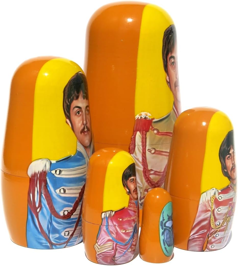 Beatles SGT. Pepper’s – Muñecas anidadas apilables en muñeca Matryoshka Set de 5.75 pulgadas de alto