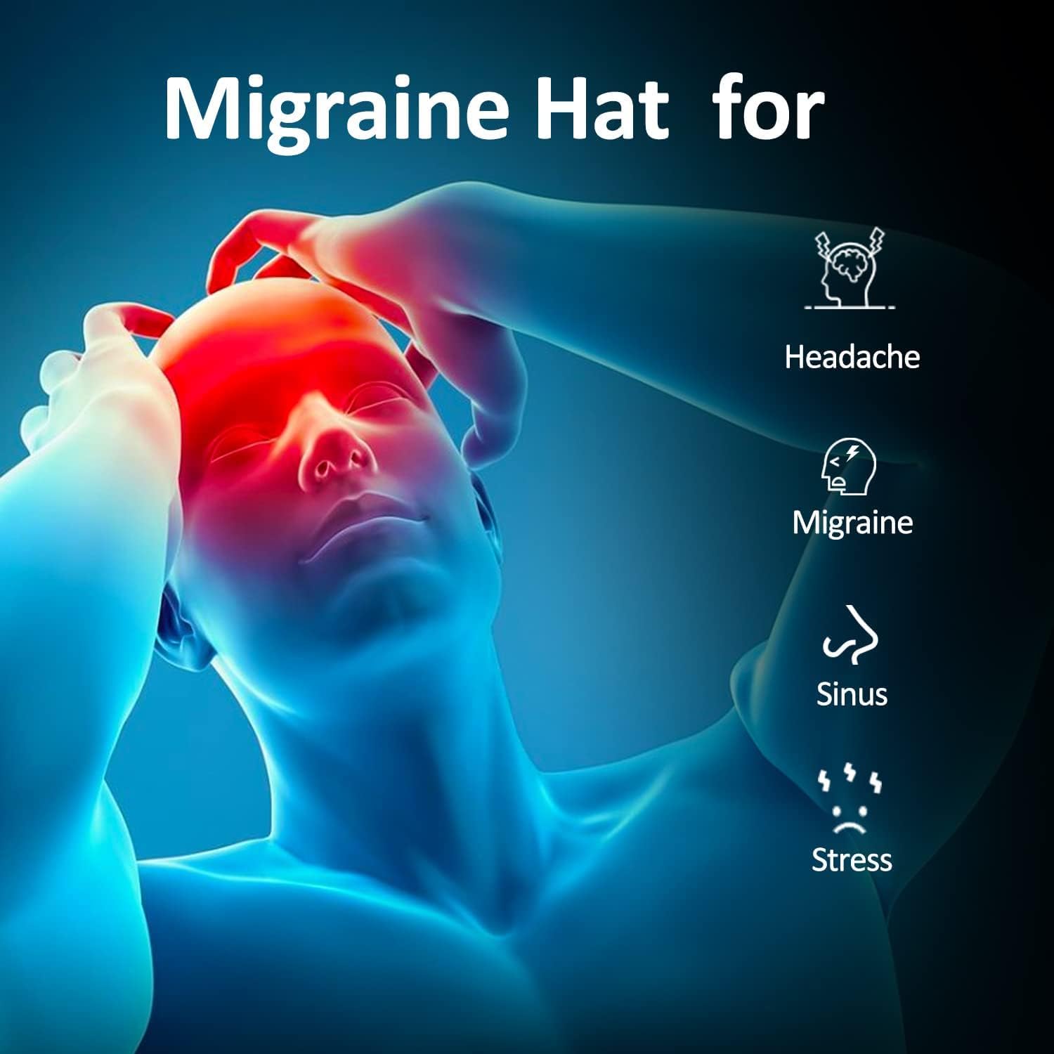 Sombrero para aliviar el dolor de cabeza para migraña, elástico y cómodo para reducir la migraña, tapa de gel refrescante y terapia de frío para
