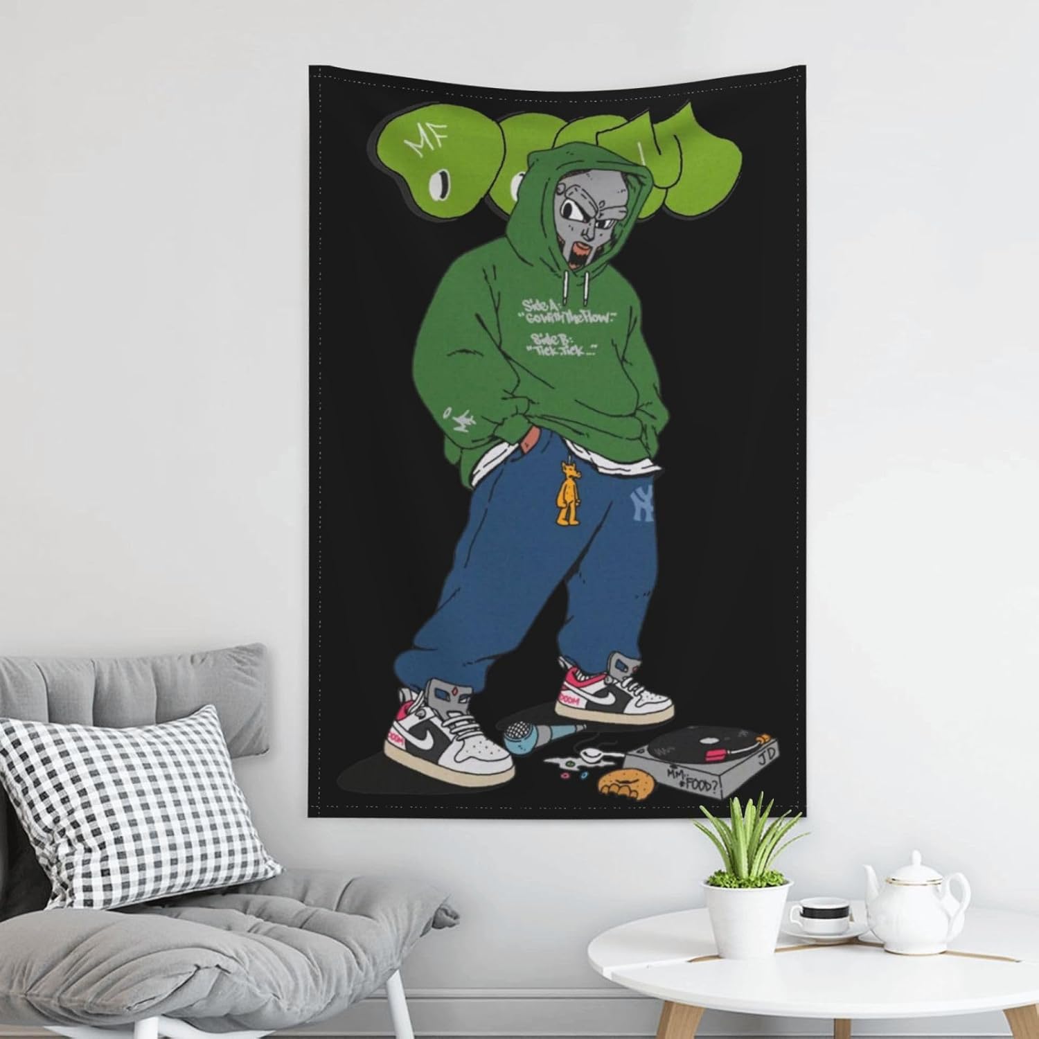 Elzab Mf Doom – Tapiz de franela suave para colgar en la pared, manta decorativa para el hogar, sala de estar, 60 x 40 pulgadas