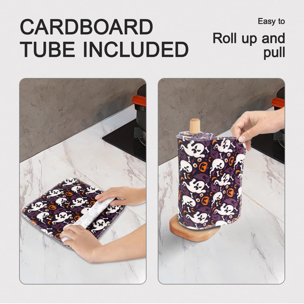 Rollo de toallas de papel reutilizables sin papel, paquete de 25 manteles individuales lavables de algodón suave absorbente para cocina, mesa de