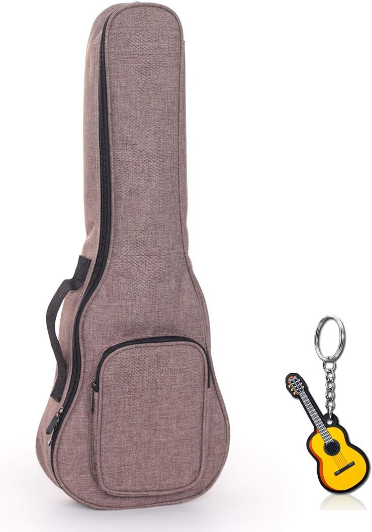 Funda para ukelele simple de lino, esponja de 0.394 in, portátil, impermeable, bolsa para ukeleles, bolsa de concierto Uke con bolsillo de