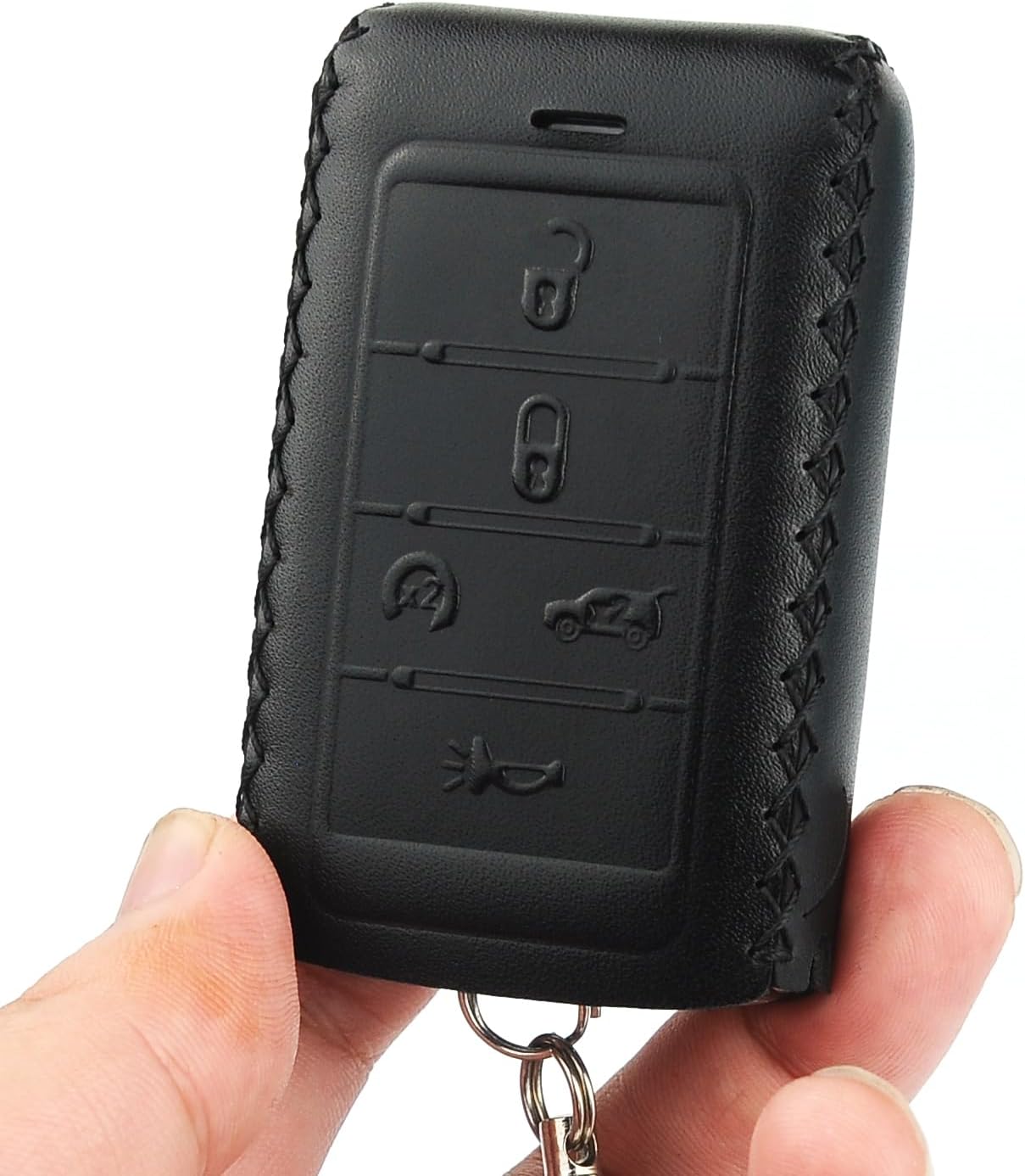 Cadtealir Funda para llavero de cuero italiano genuino compatible con llavero Jeep Grand Cherokee Wagoneer