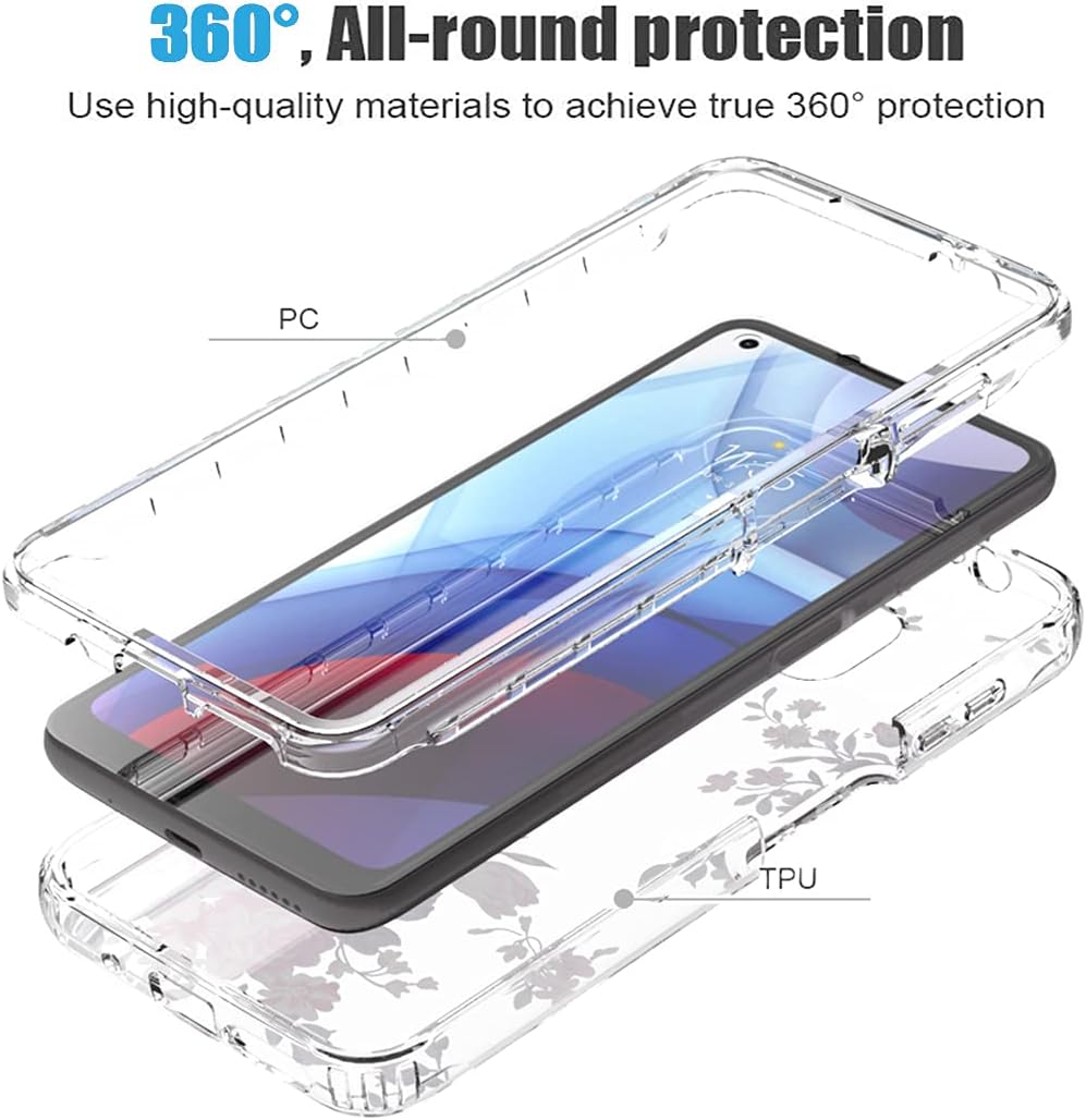 Funda transparente para Moto G Power 2021 (no compatible con la versión 2020), funda transparente para Motorola G Power, TPU 360, cuerpo completo, a