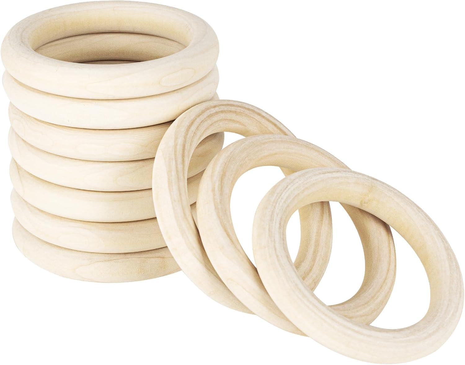 20 anillos de madera sin terminar de 2.362 in para manualidades, anillos de madera maciza natural para manualidades sin pintura, anillos de madera