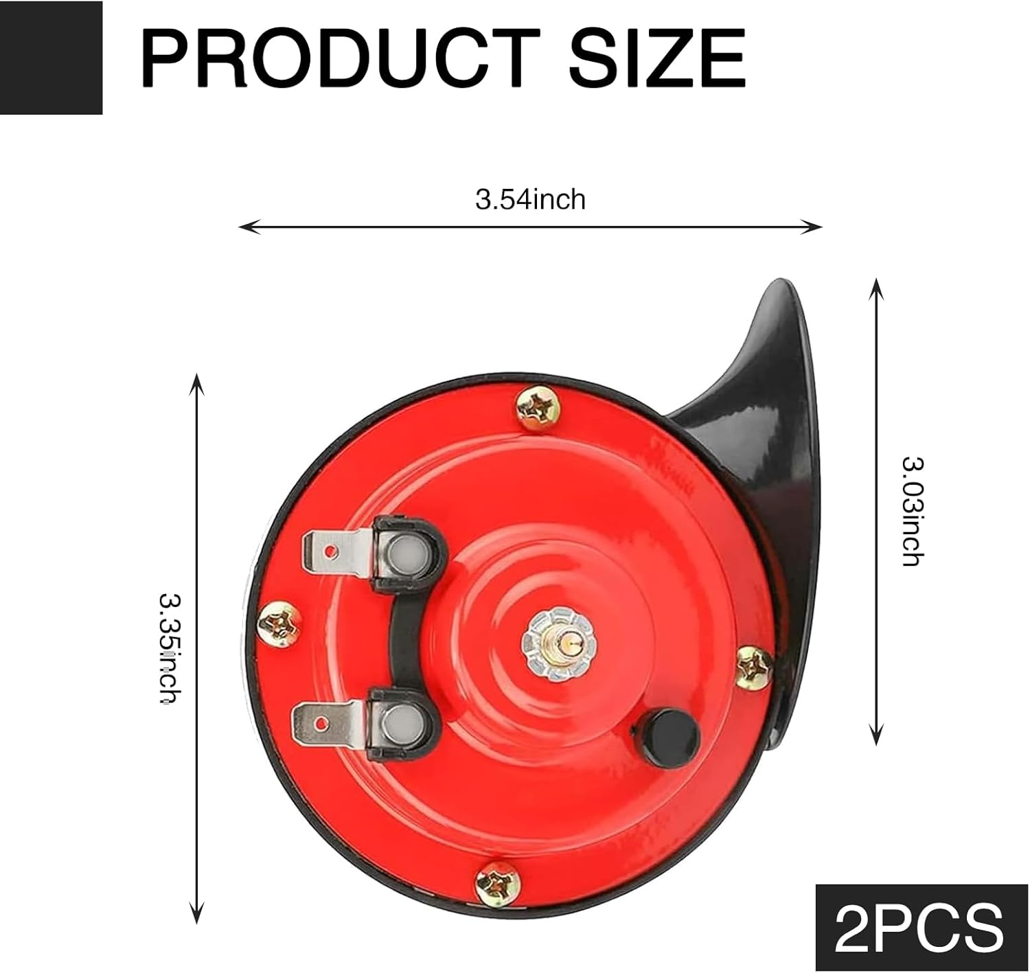 Pack-2 Car Snail Air Horn, 12V 300DB Stereo Sound Super Loud Warning Modification Horn, ABS + Metal Mini Size Waterproof and Rust-proof Honking