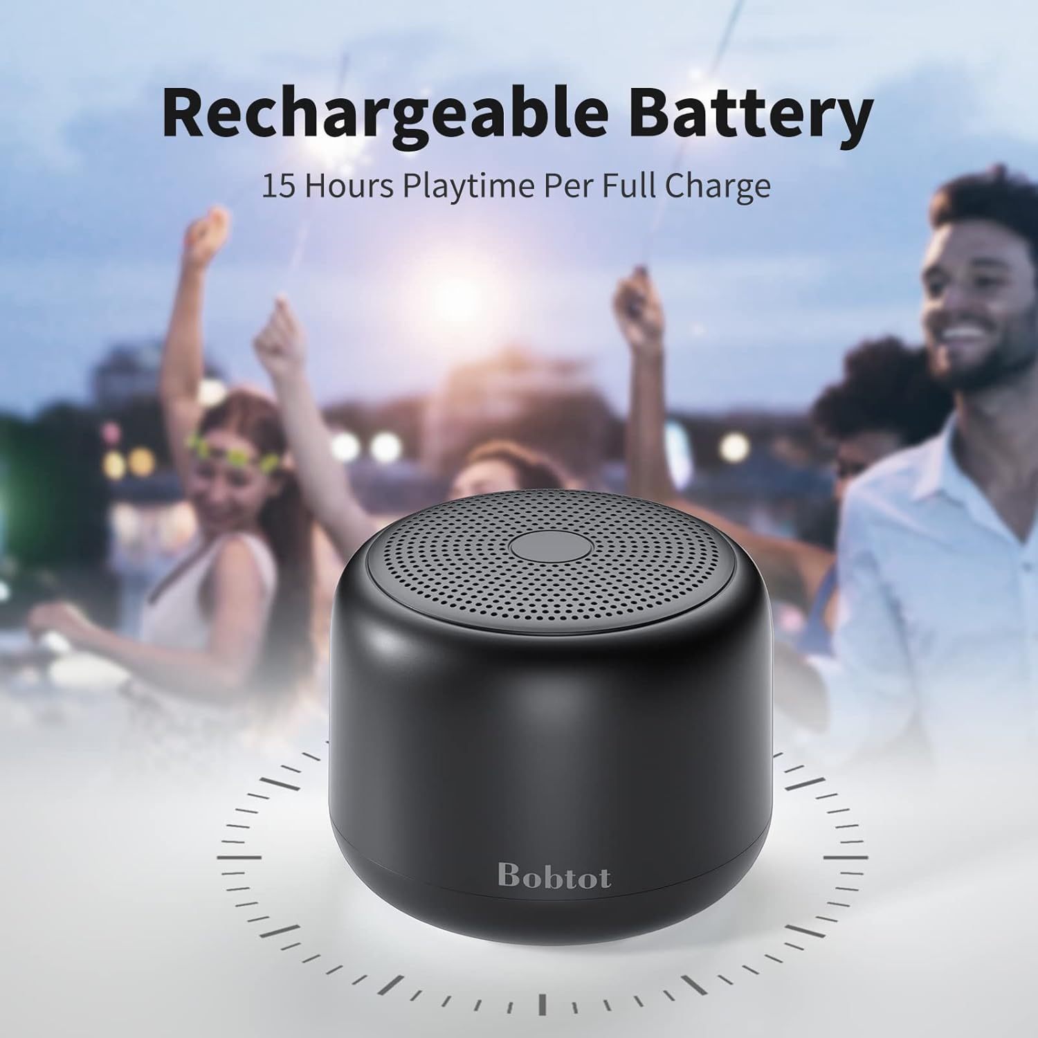 Bobtot Altavoces Bluetooth portátiles inalámbricos, altavoz impermeable con sonido estéreo fuerte, 15 horas de reproducción, batería recargable,
