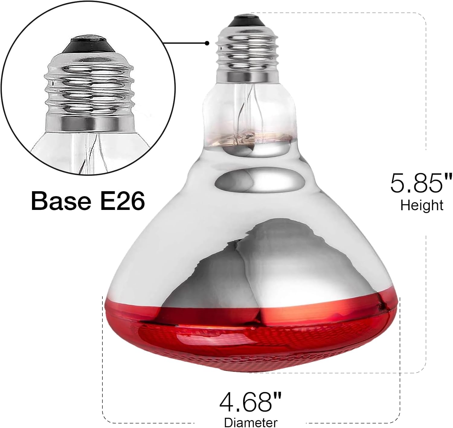 Lámpara de calor rojo infrarrojo PAR38250 vatios bombilla de vidrio para servicio de alimentos, bombilla de criador, pollos, mascotas, baño, uso de