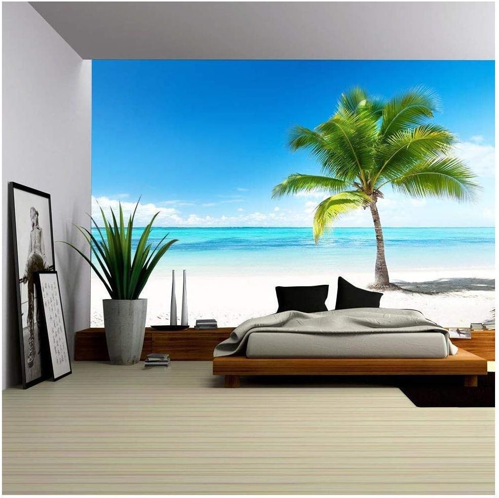 wall26 – Palm and Beach – Mural removible autoadhesivo grande – 100×144 pulgadas