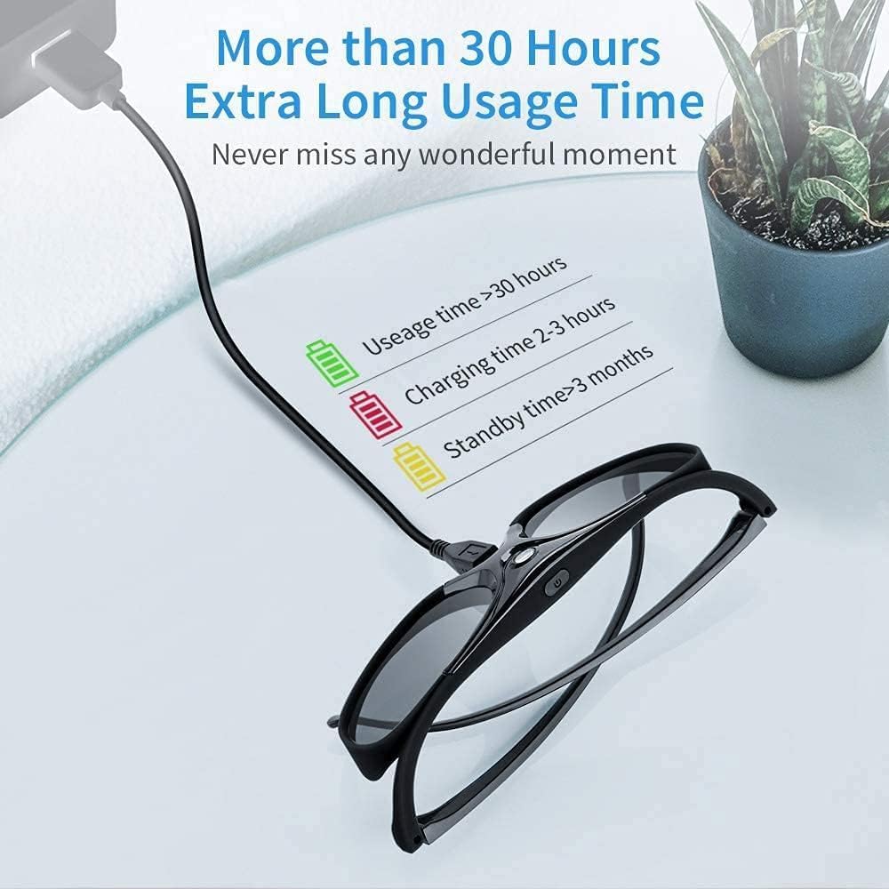 BOBLOV DLP Link – Lentes 3D recargables de 144 Hz, compatibles con Optoma, BenQ, Acer, ViewSonic, Vivitek, Panasonic, Dell, otros proyectores 3D