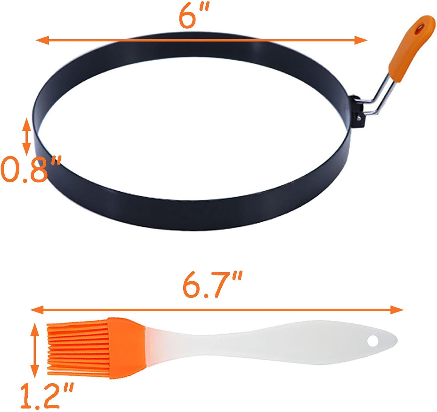 Paquete de 2 anillos de huevo para panqueques de 6 pulgadas, anillos de huevo para freír huevos, antiadherentes, redondos, grandes, con mango