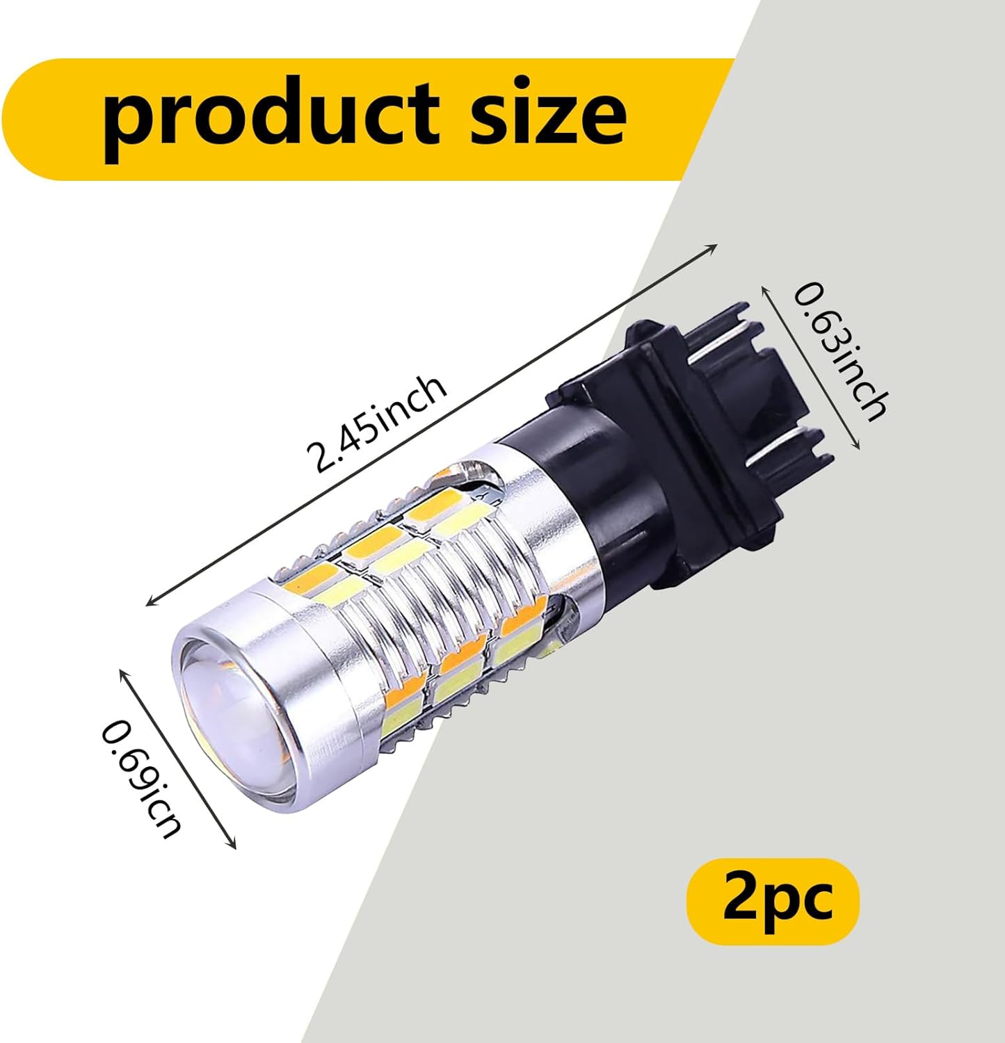 ZBGUN T25 3157 20SMD – Luz intermitente de doble color con proyector, repuesto para luces de freno de freno trasero, par de 2 interruptores ámbar