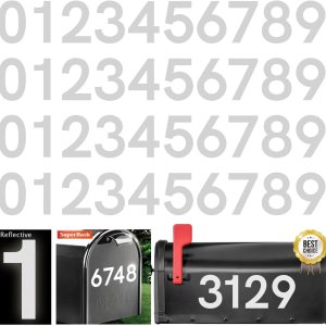 Calcomanía adhesiva reflectante blanca de números para buzón  4 pulgadas, 4 juegos  Números autoadhesivos premium  para exterior, casa, cubos de Calcomanía adhesiva reflectante blanca de números para buzón  4 pulgadas, 4 juegos  Números autoadhesivos premium  para exterior, casa, cubos de