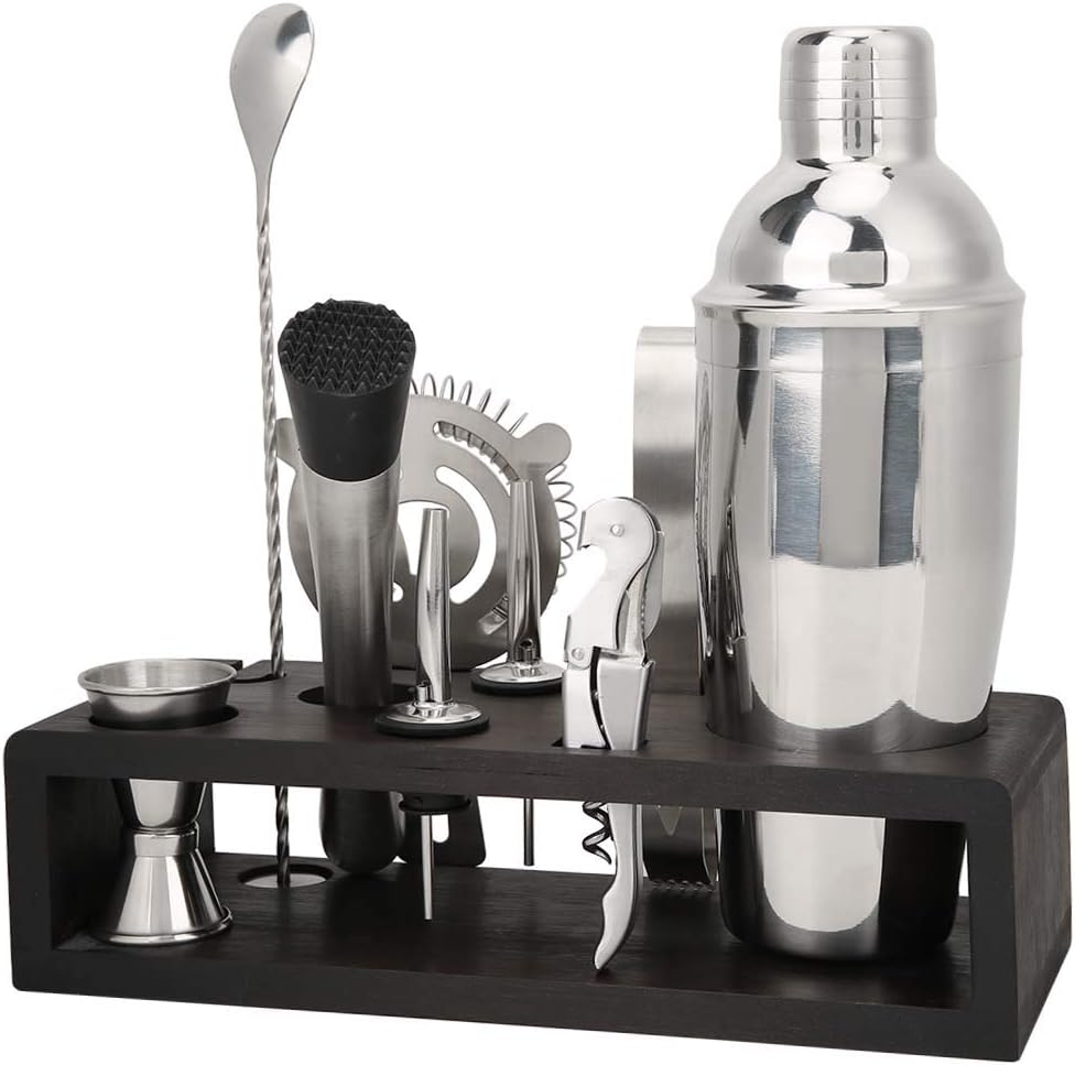 Juego de cocteleras de acero inoxidable, 10 piezas, juego de cocteleras de acero inoxidable para el hogar, kit de herramientas de bar de barman,