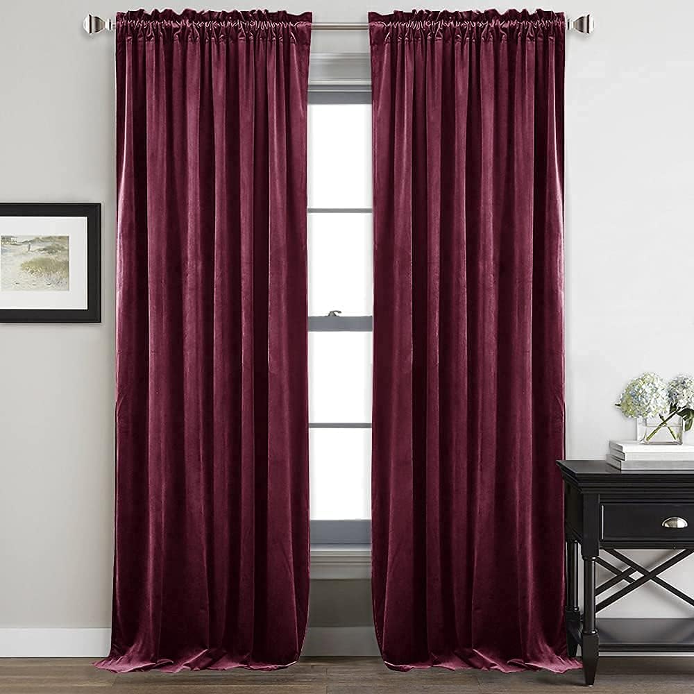 StangH Cortinas de terciopelo de 96 pulgadas de largo, cortinas de lujo burdeos con tela de terciopelo supersuave, paneles de cortina de privacidad