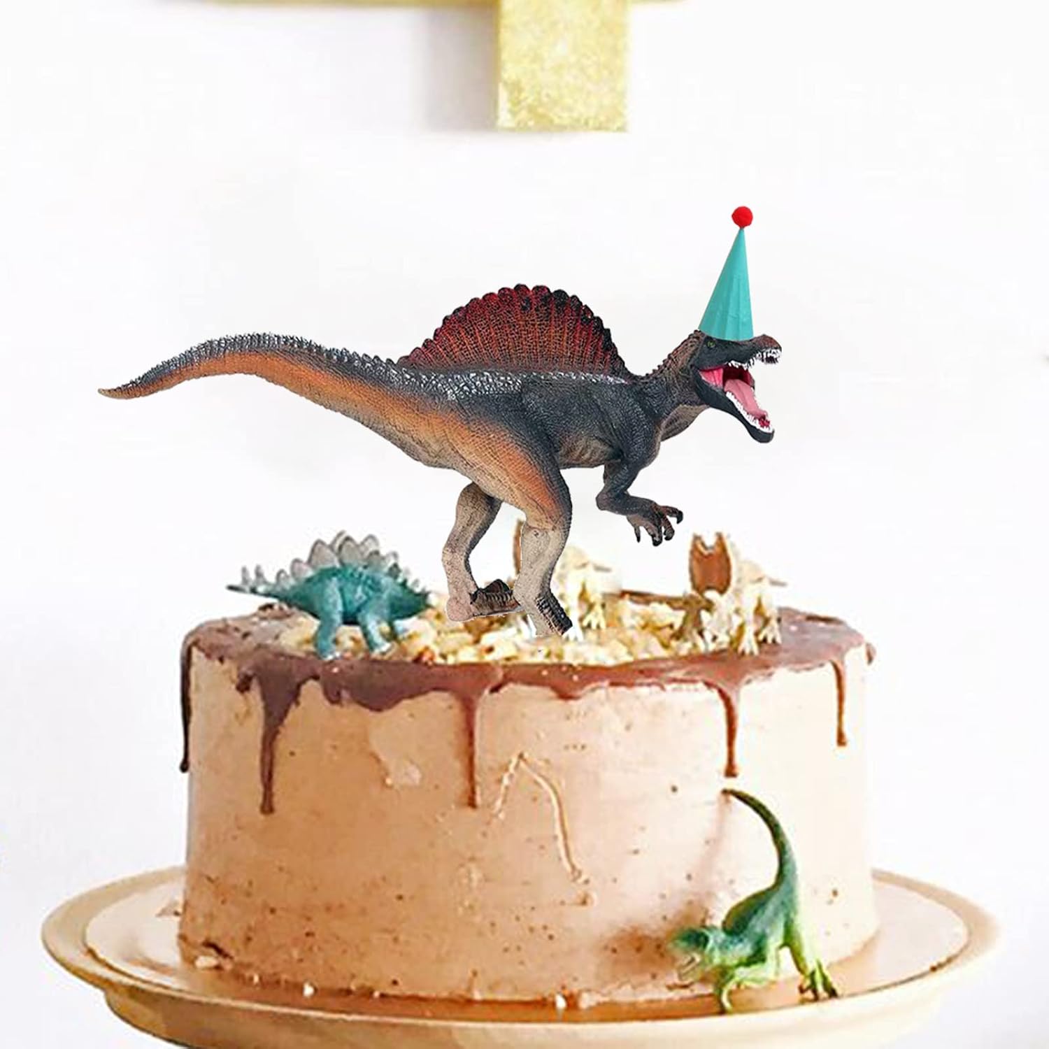 Gemini&Genius Figuras de acción de dinosaurio de Spinosaurus con mandíbula movible para cumpleaños de niños, suministros de fiesta para niños y