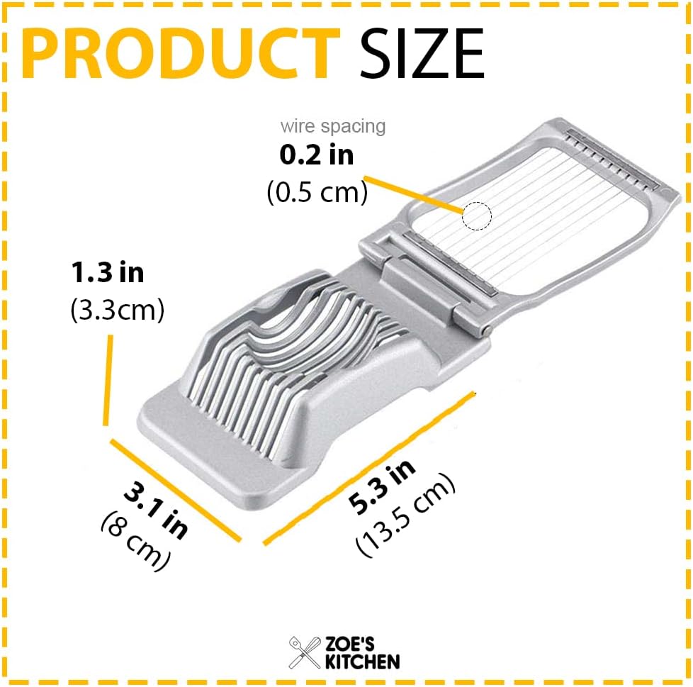 Zoe’s Kitchen Good Grip – Cortador de huevos duros para huevos duros, cortador de huevos de aluminio grande profesional de alta resistencia con