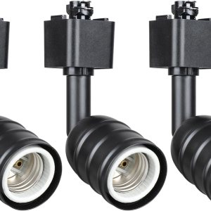 Cabezas de iluminación H Track Base E26, accesorios de luz de pista de halo blanco, luces giratorias ajustables, paquete de 3 Cabezas de iluminación H Track Base E26, accesorios de luz de pista de halo blanco, luces giratorias ajustables, paquete de 3