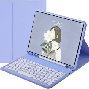 HENGHUI Funda para teclado Galaxy Tab S6 Lite de 10.4 pulgadas 20222020, linda llave redonda, teclado de color, inalámbrico, desmontable, con HENGHUI Funda para teclado Galaxy Tab S6 Lite de 10.4 pulgadas 20222020, linda llave redonda, teclado de color, inalámbrico, desmontable, con