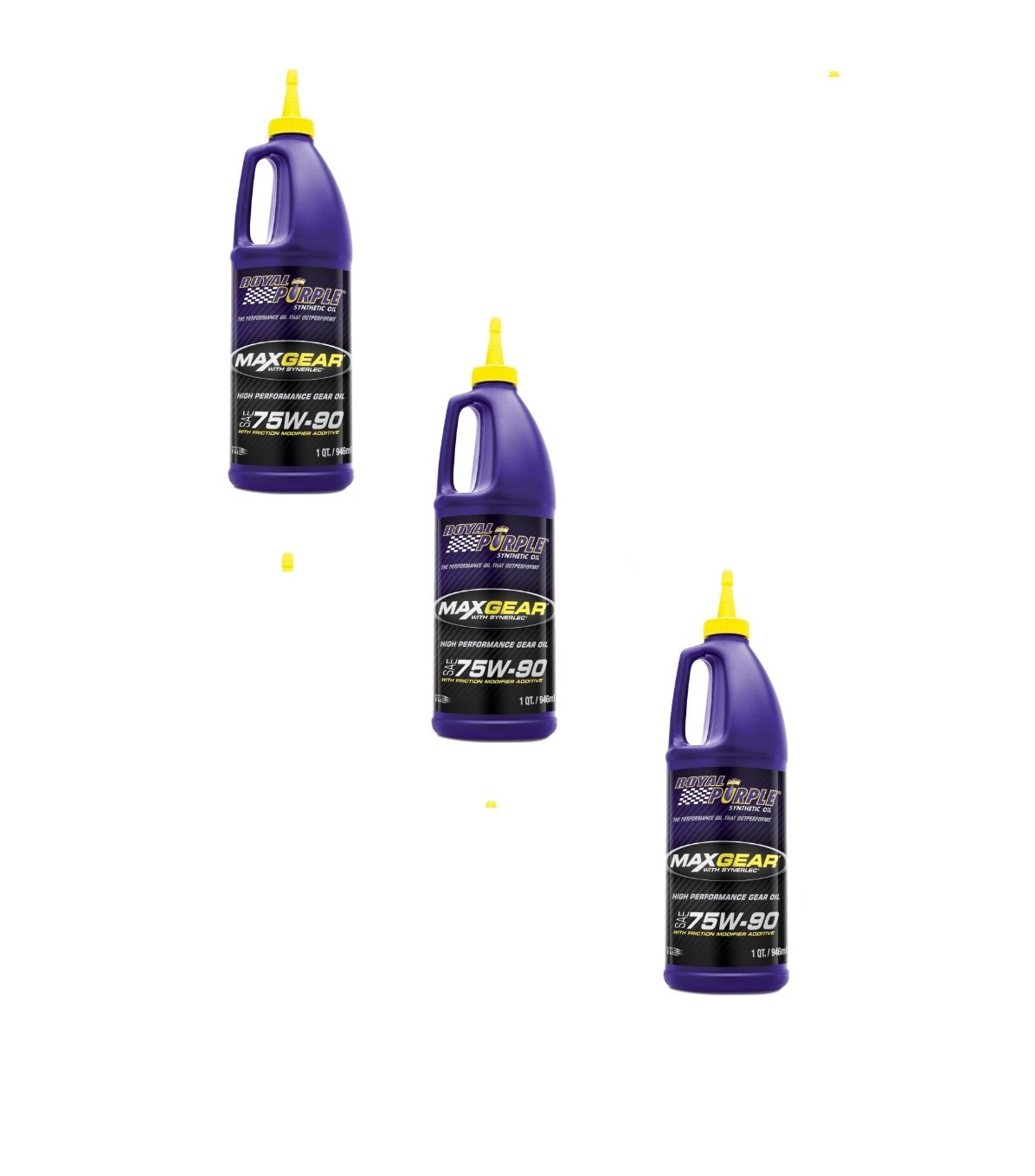 Royal Purple 01300 Juego de 3 botellas de aceite Max Gear 75W-90 de 1 cuarto de galón