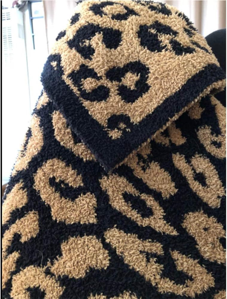 Moonase Manta suave y peluda, manta de leopardo, acogedora manta de microfibra de felpa cómoda para sofá, cama, lavable a máquina (crema, 51 x 71