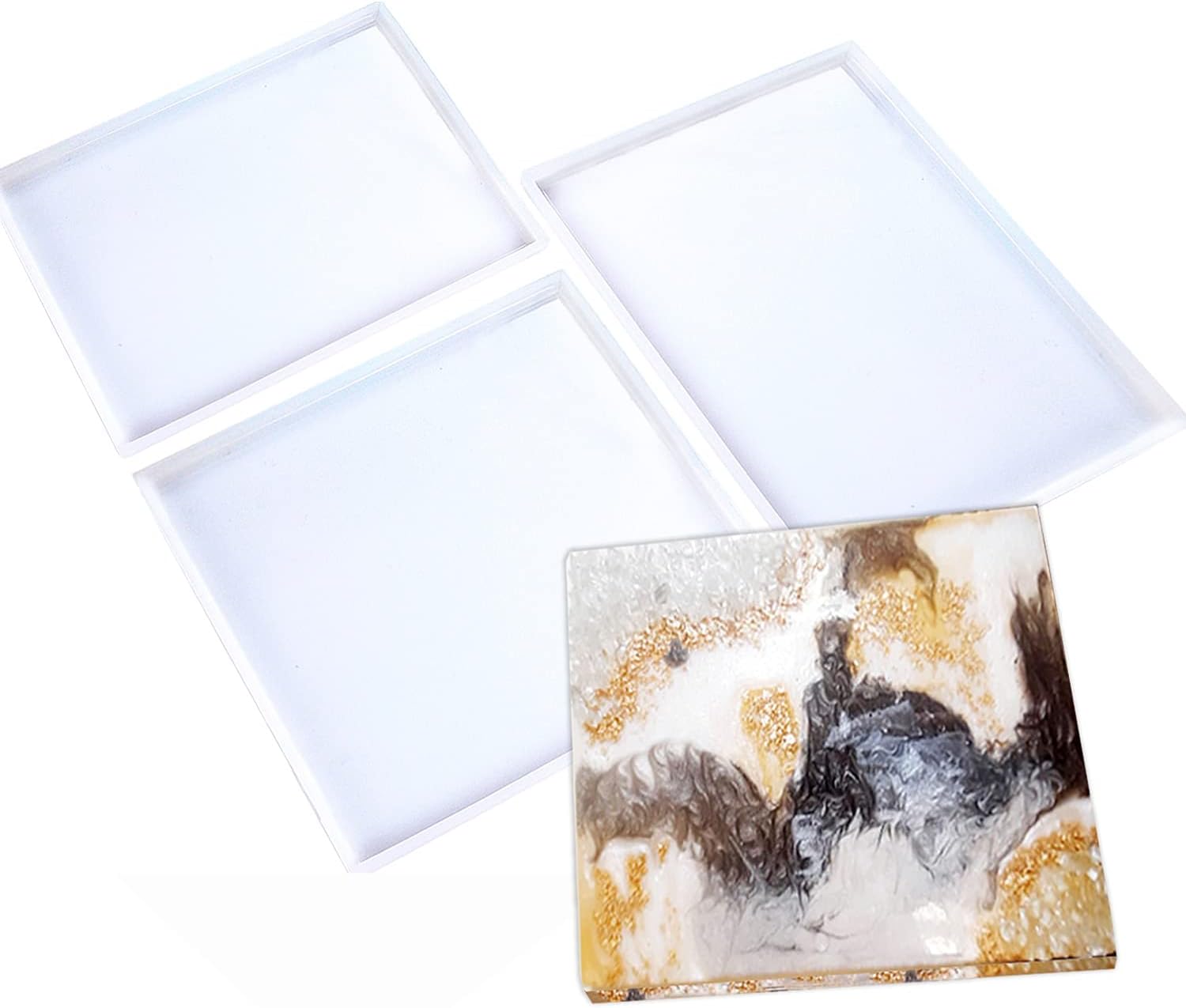 Kit de molde de resina rectangular extragrande, 3 moldes de bandeja de silicona para hacer bandejas de ágata sintética, tabla de servir, posavasos,