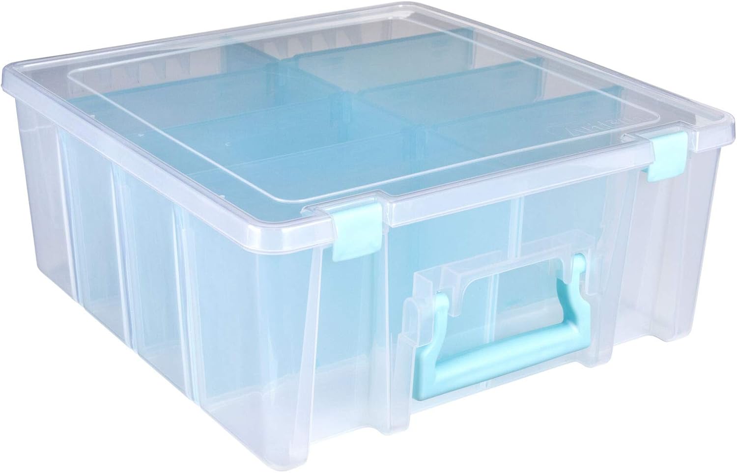 ArtBin6990SA Súper Satchel doble profundo con divisores extraíbles, gran almacenamiento de arte y artesanía portátil con asa, translúcida  niebla