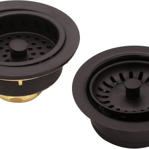 Westbrass CO2165S-12 Paquete combinado de 3-12 pulgadas, estilo poste, brida de drenaje grande para fregadero de cocina con colador de cesta, 1 Westbrass CO2165S-12 Paquete combinado de 3-12 pulgadas, estilo poste, brida de drenaje grande para fregadero de cocina con colador de cesta, 1