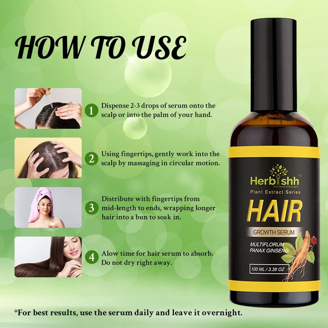 Herbishh Suero Vitalizer, fortalecedor del cabello, adelgazamiento, repara los folículos capilares, promueve el cabello más grueso y fuerte y