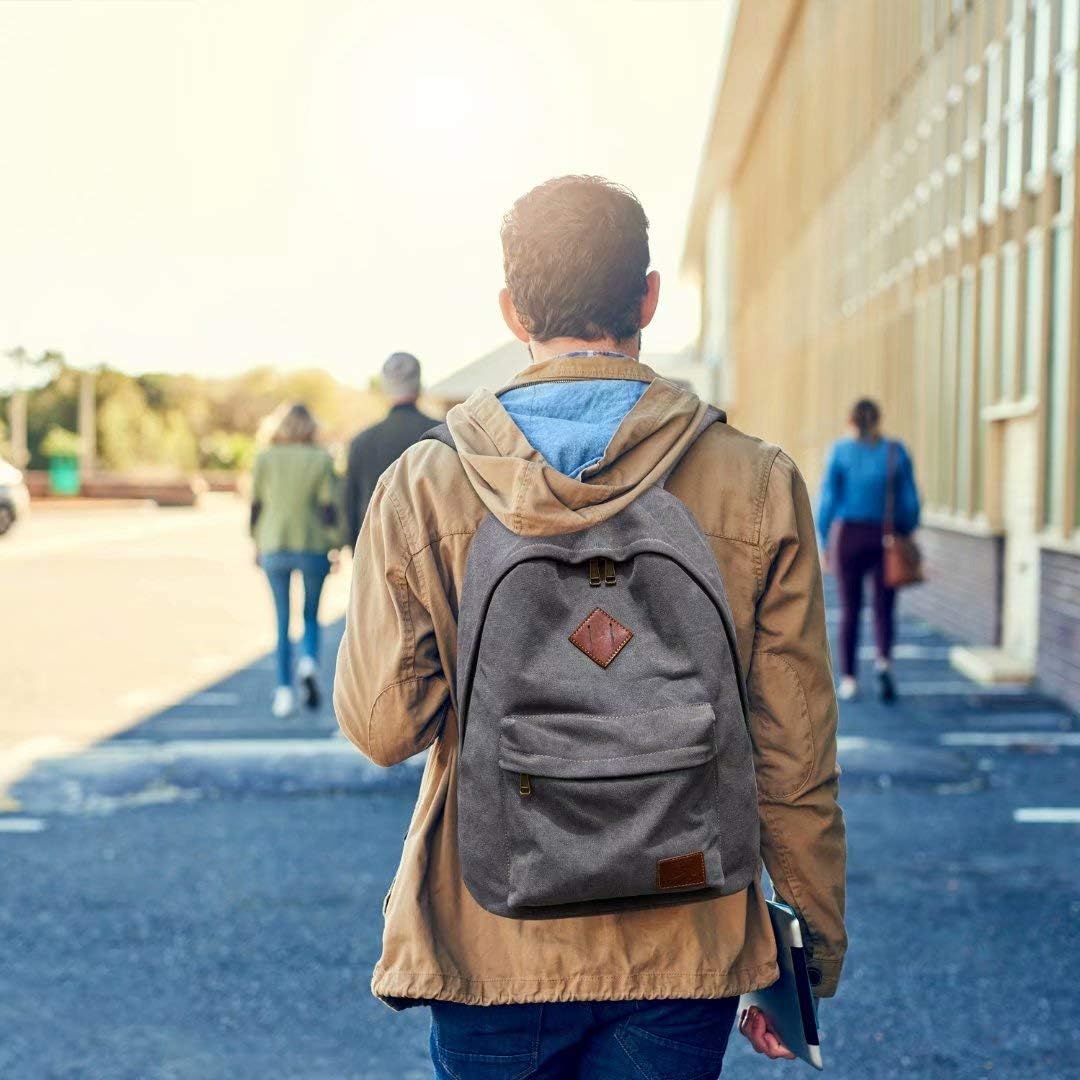 Mochila de lona para laptop, mochila duradera, bolsa de viaje para hombres y mujeres.., Gris