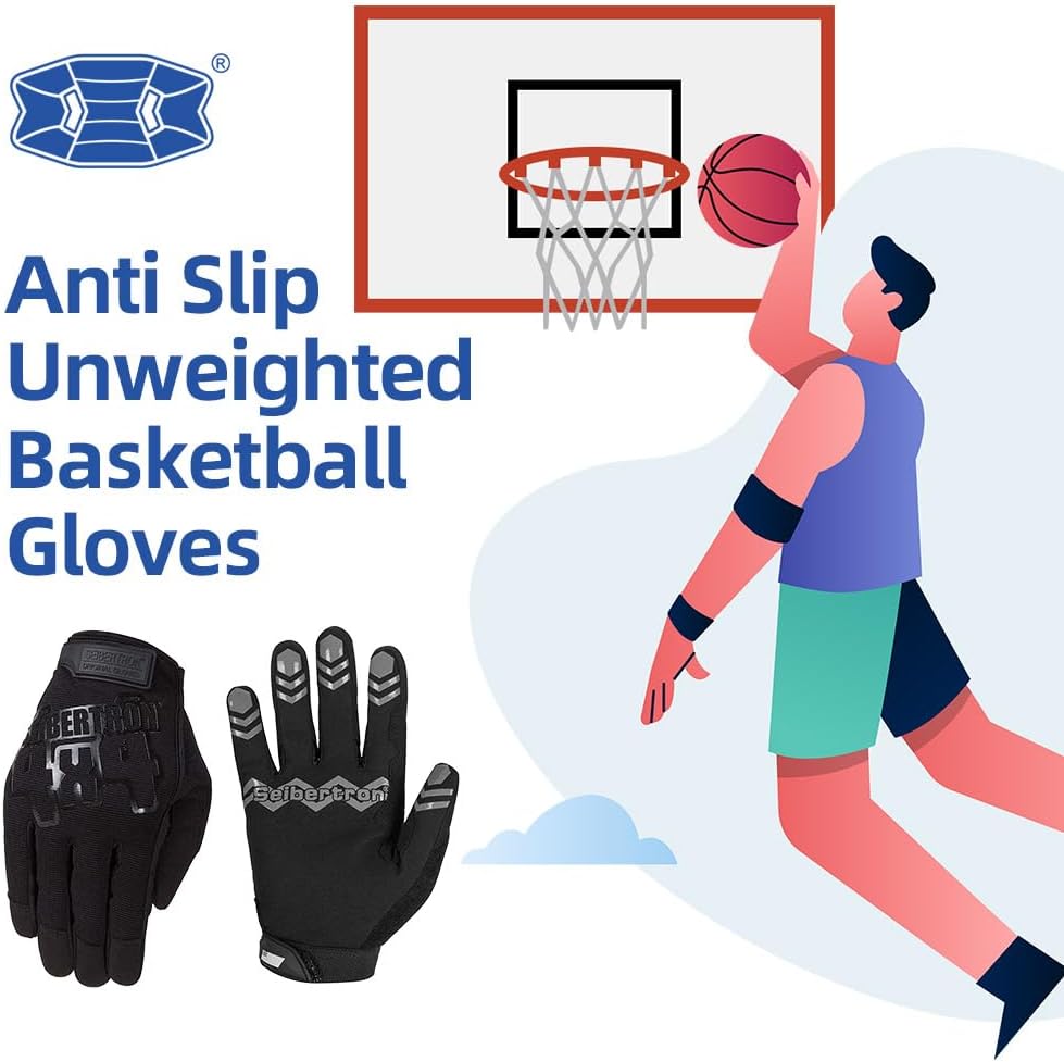 Seibertron Guantes de baloncesto sin peso antideslizantes Guantes de manejo de bolas (ayuda de entrenamiento de baloncesto) o guantes de conducción