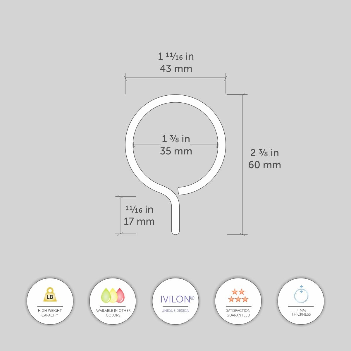 Ivilon Drapery – Anillos para cortinas con ojales, 1.7 o 2.3 pulgadas, 14 unidades