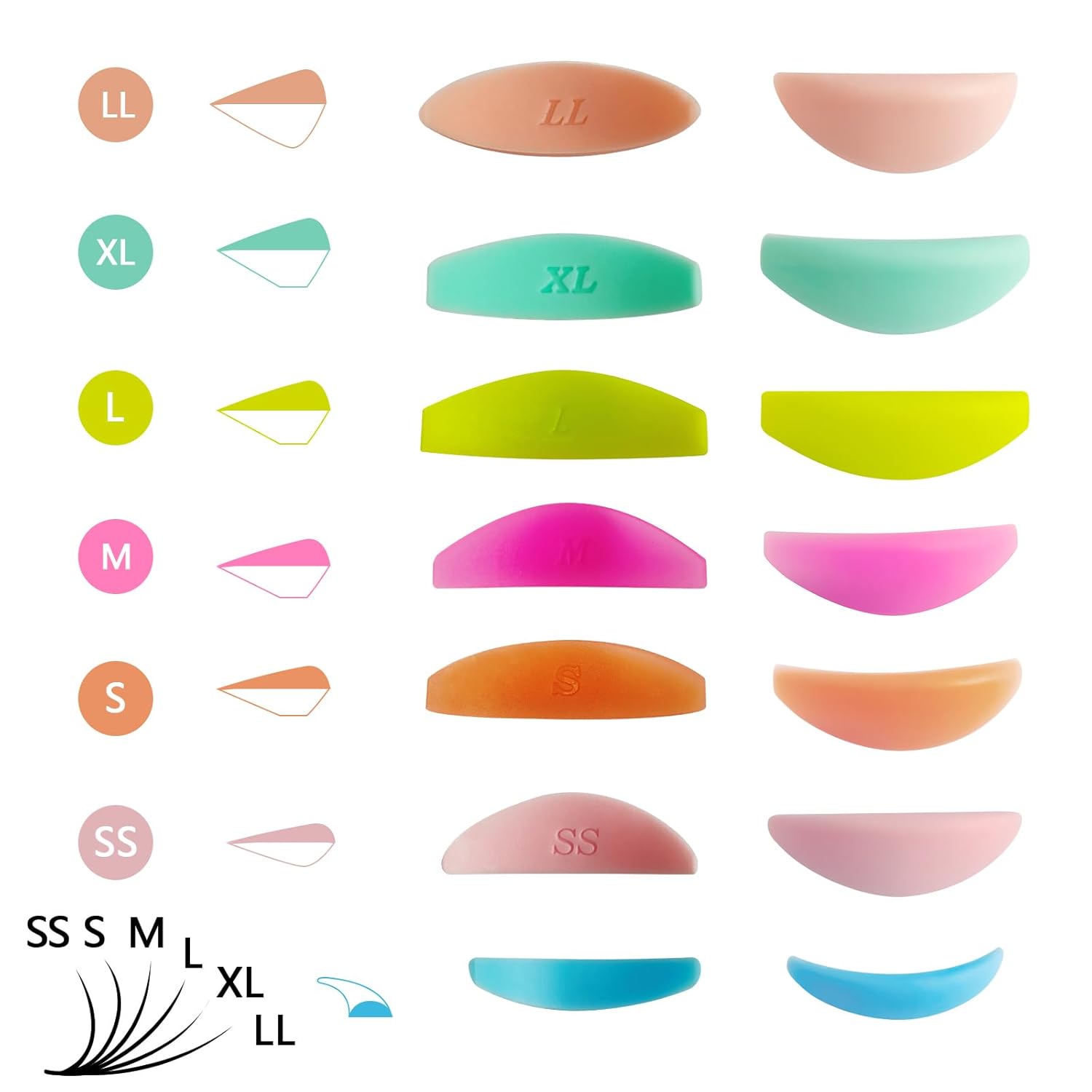 Libeauty Almohadillas de elevación de pestañas, 17 piezas, herramienta de elevación de pestañas multifunción 3 en 1, paleta profesional de silicona