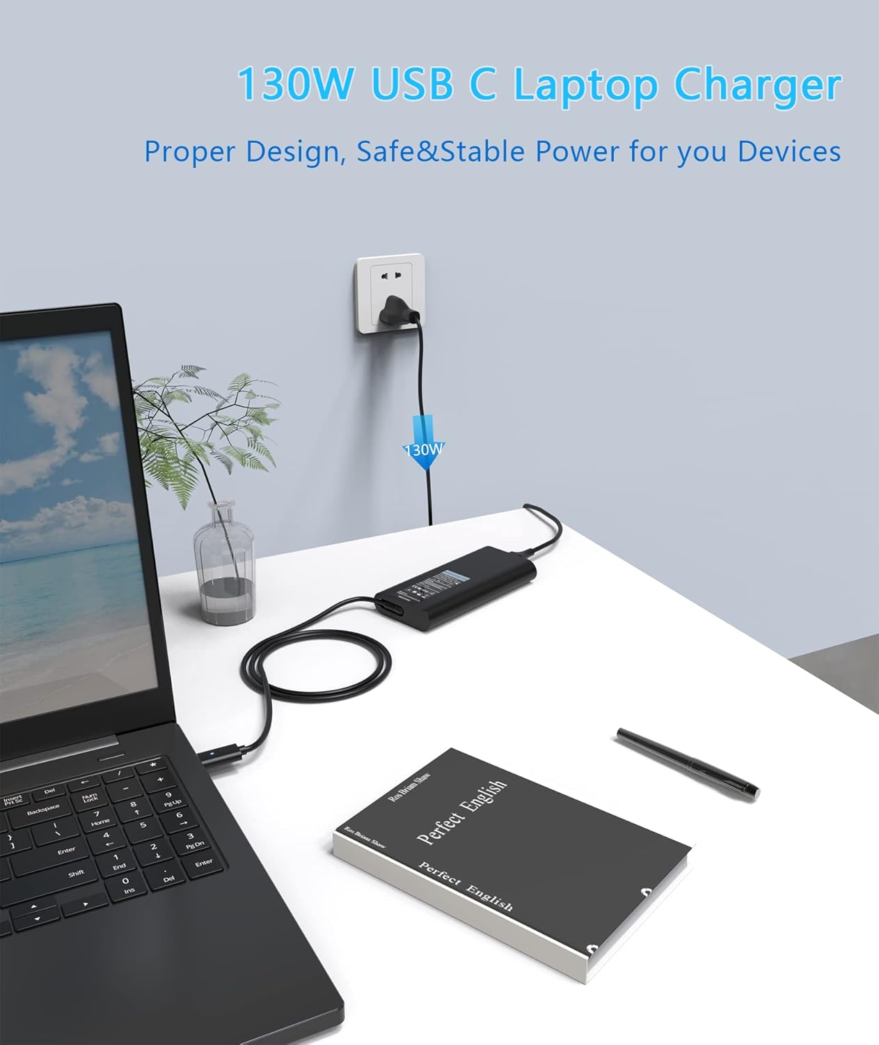 Cargador USB C de repuesto para laptop Dell 130W para Dell XPS 15 17 9500 9510 9520 9530 9575 2 en 1 9700 9710 9720 9730 Precision 5550 5560 5570