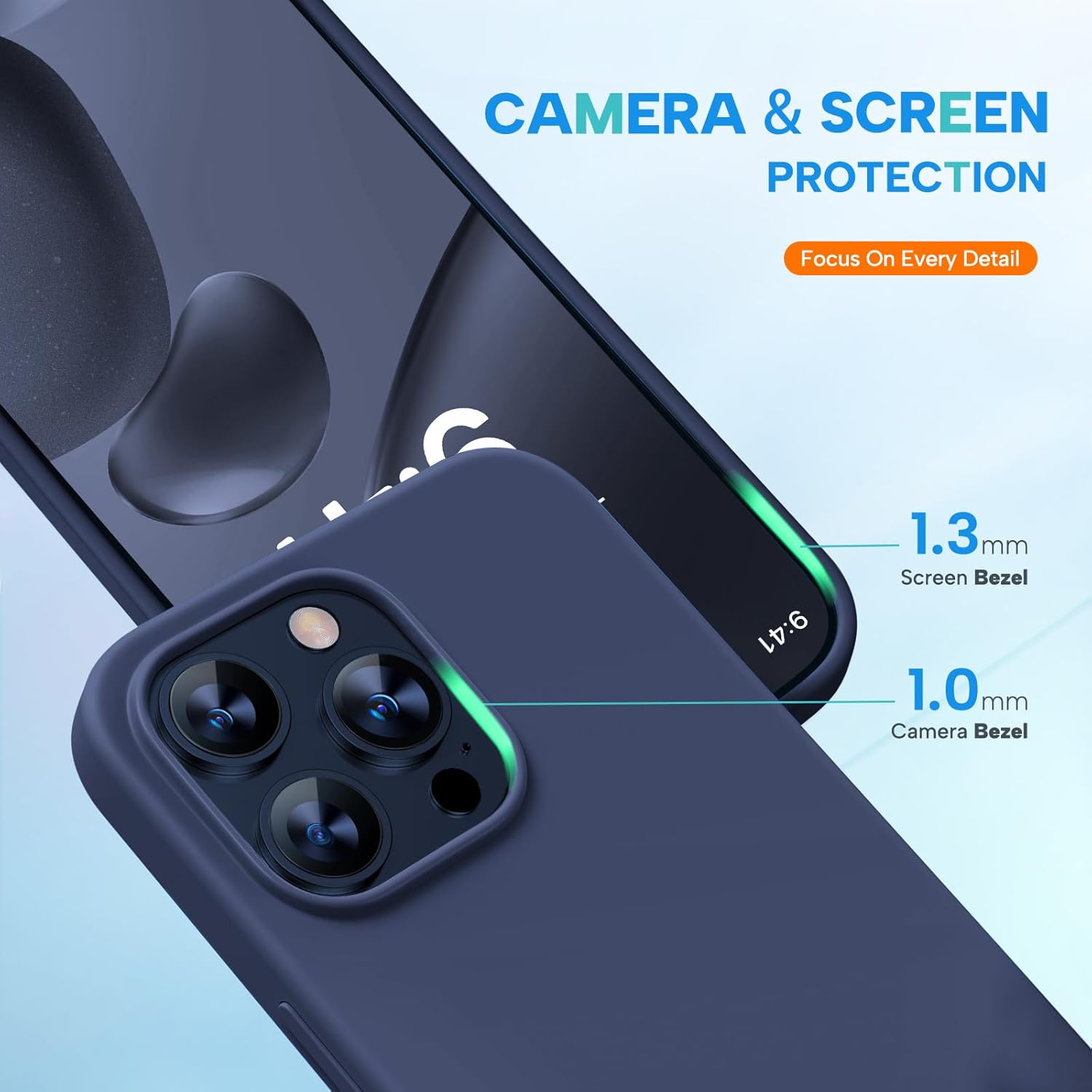 Miracase Funda diseñada para iPhone 15 Pro Max, compatible con MagSafe, con 2 protectores de pantalla, funda de silicona líquida a prueba de golpes