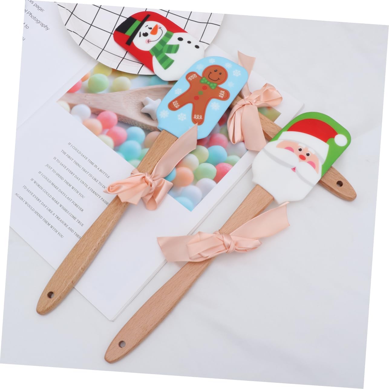 Abaodam 9 Pcs Butter Scraper for Restaurant Espatulas De Reposteria Bread Tools Christmas Scraper Tool Kitchen Scraper Christmas Silicone Spatula