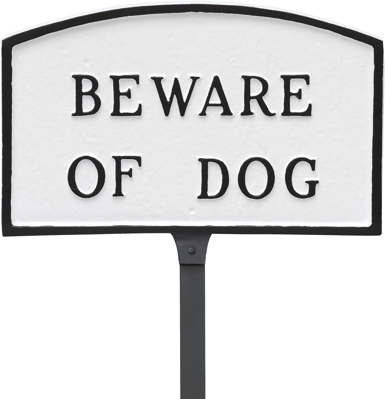Placa de pared o césped Arch Beware Of Dog – Aluminio recubierto de polvo – Resistente a los rayos UV – Fácil de instalar