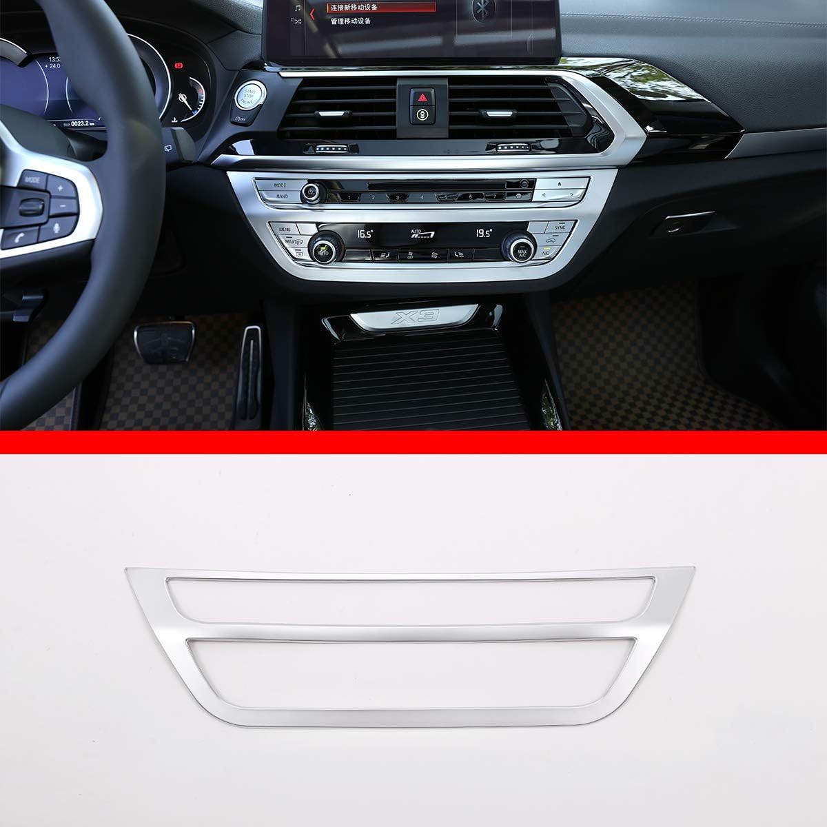 YIWANG Marco de decoración de consola central de automóvil ABS cromado para BMW X3 G01 X4 G02 2018-2020 Accesorios de automóvil (plata)