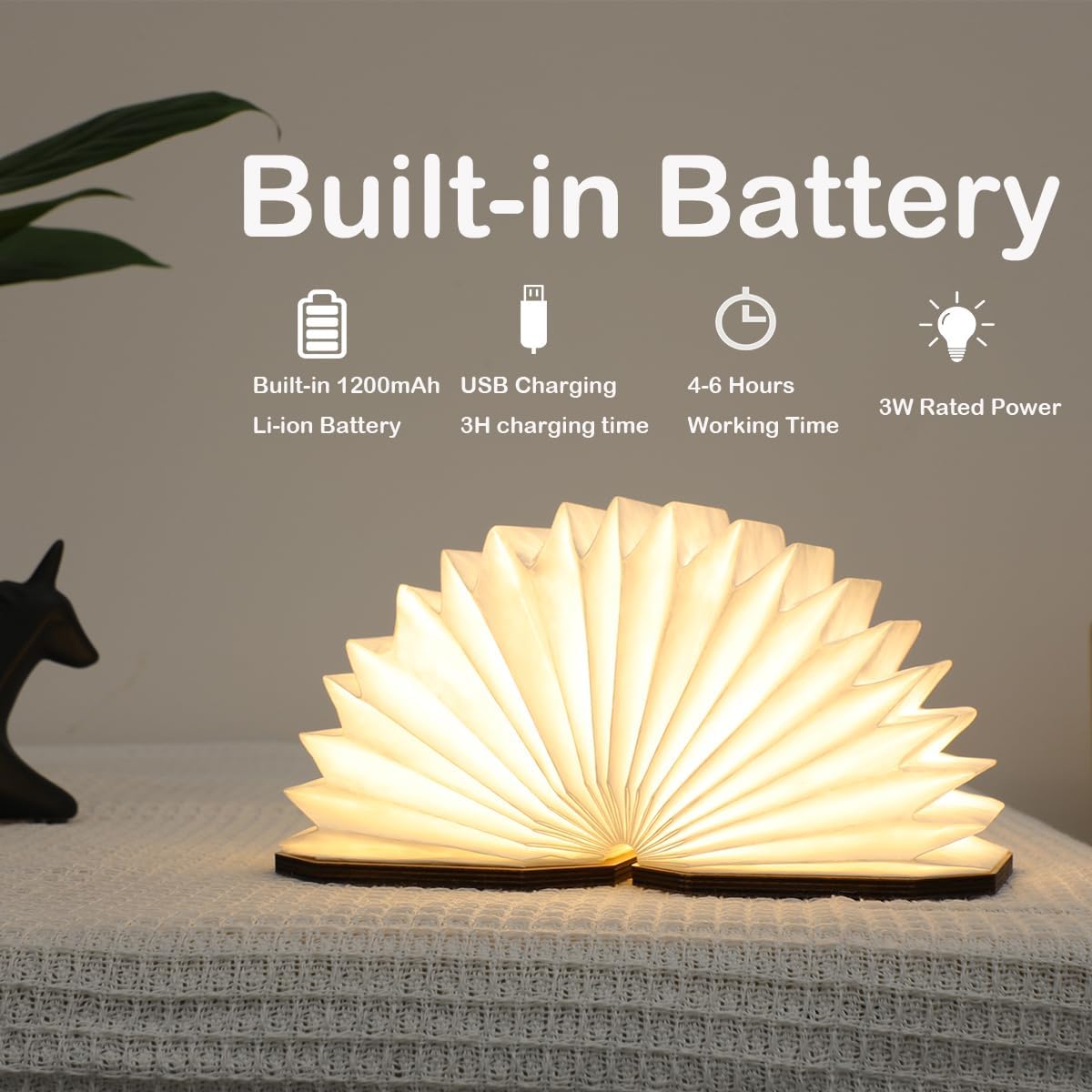 ZBOLE Originality – Lámpara plegable de órgano, lámpara de escritorio portátil de madera, iluminación ambiental, linterna de papel LED creativa con